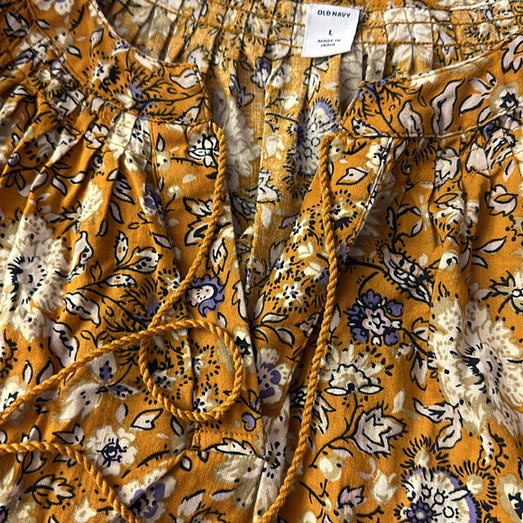 NWOT Old Navy yellow floral peasant split top blouse - Picture 5 of 10